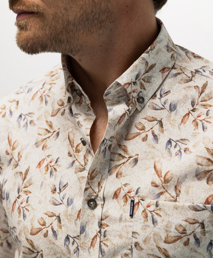 Heren overhemd lange mouw beige