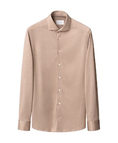 Heren overhemd lange mouw beige