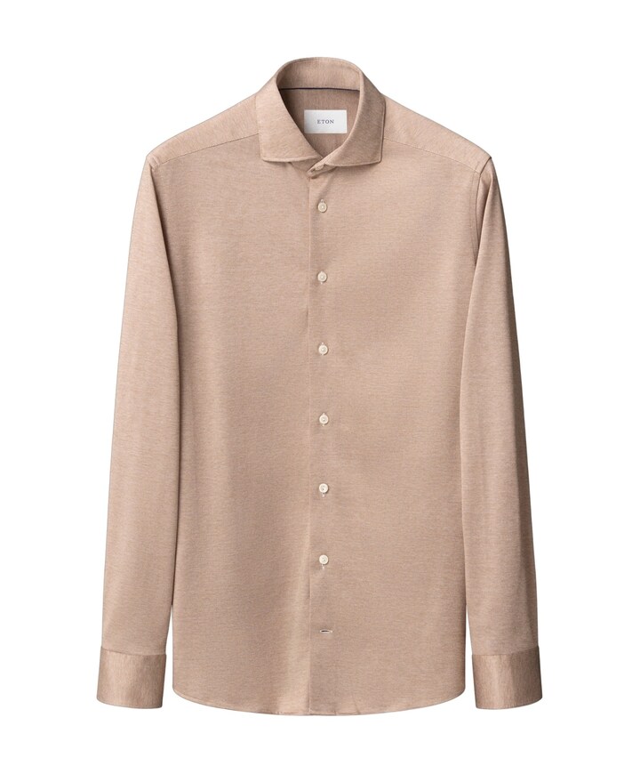 Heren overhemd lange mouw beige
