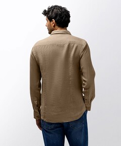 Heren overhemd lange mouw beige