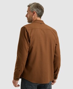 Heren overhemd lange mouw bruin