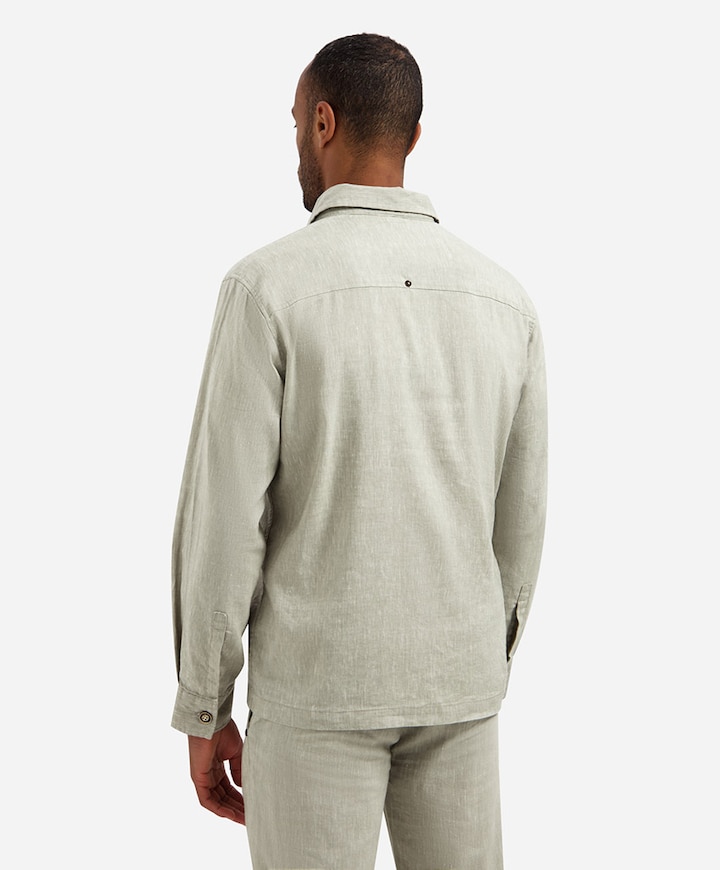 Heren overhemd lange mouw beige