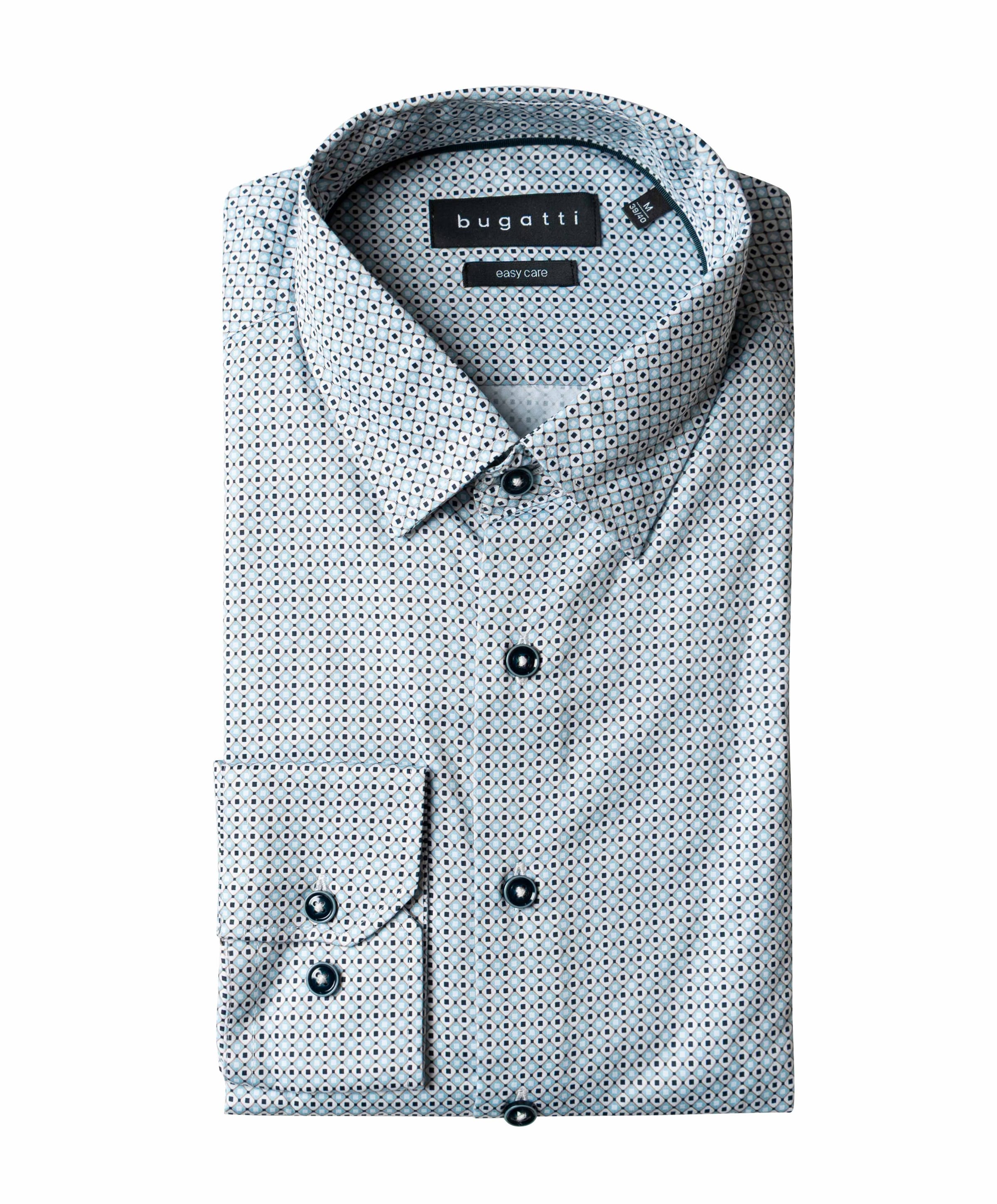 Heren overhemd lange mouw blauw