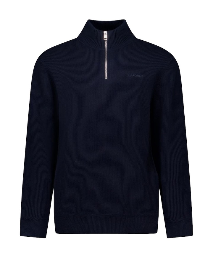 Heren trui met rits blauw