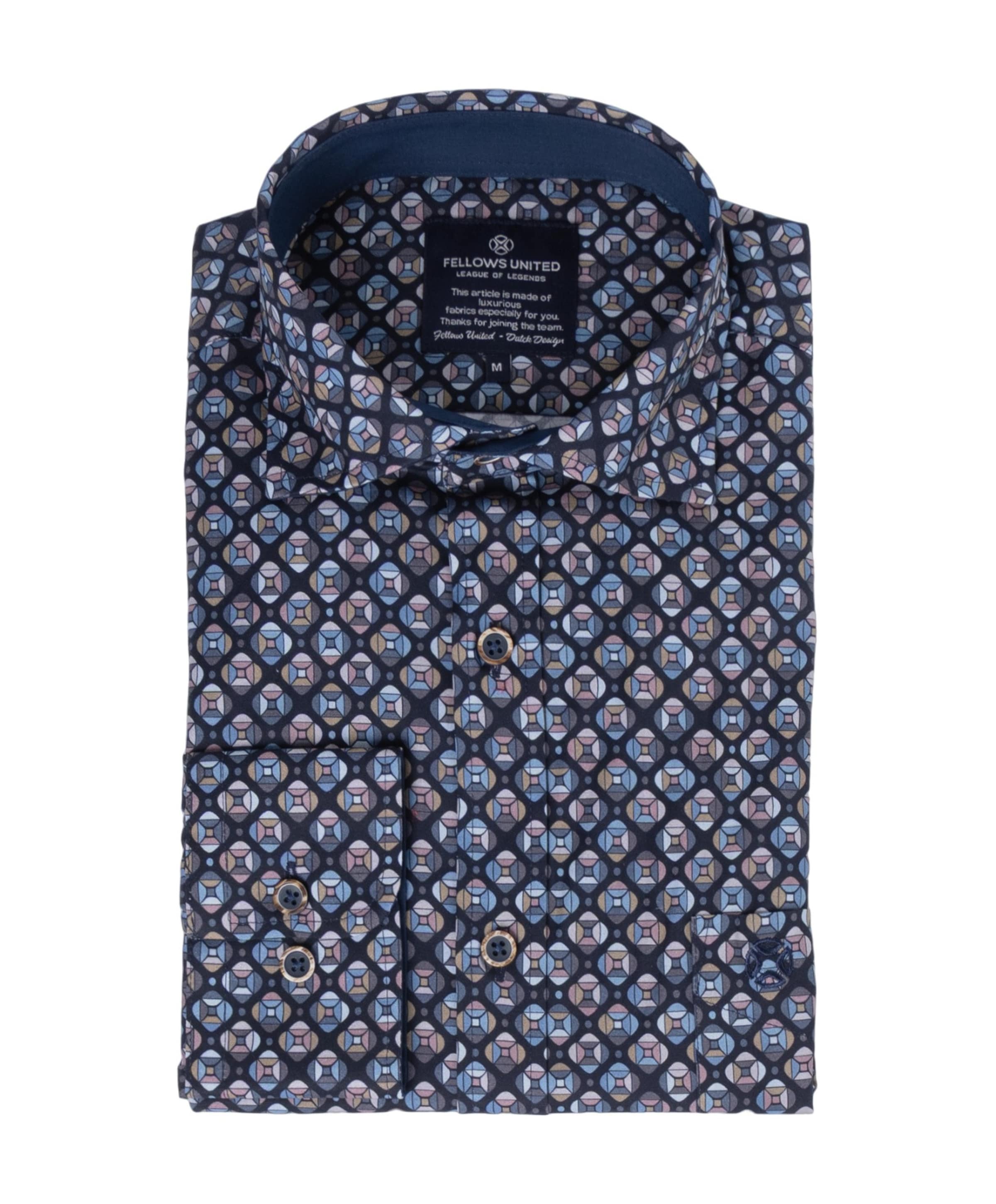 Heren overhemd lange mouw blauw