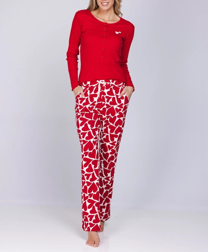 Dames pyjamaset rood
