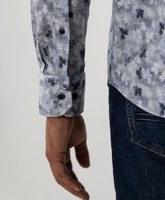 Heren overhemd lange mouw blauw