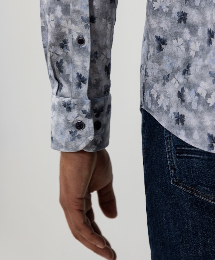 Heren overhemd lange mouw blauw
