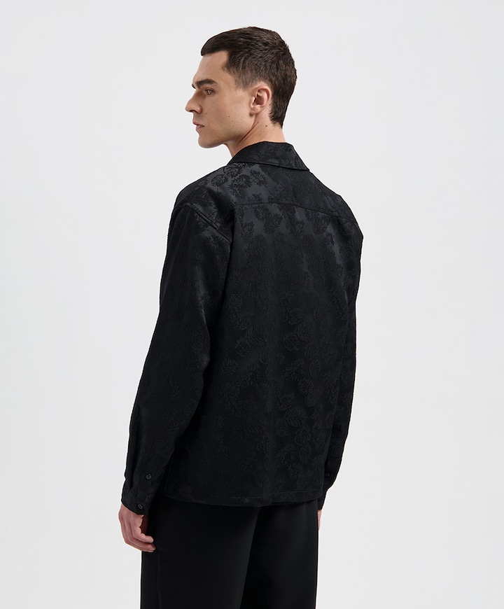 Heren overhemd lange mouw zwart