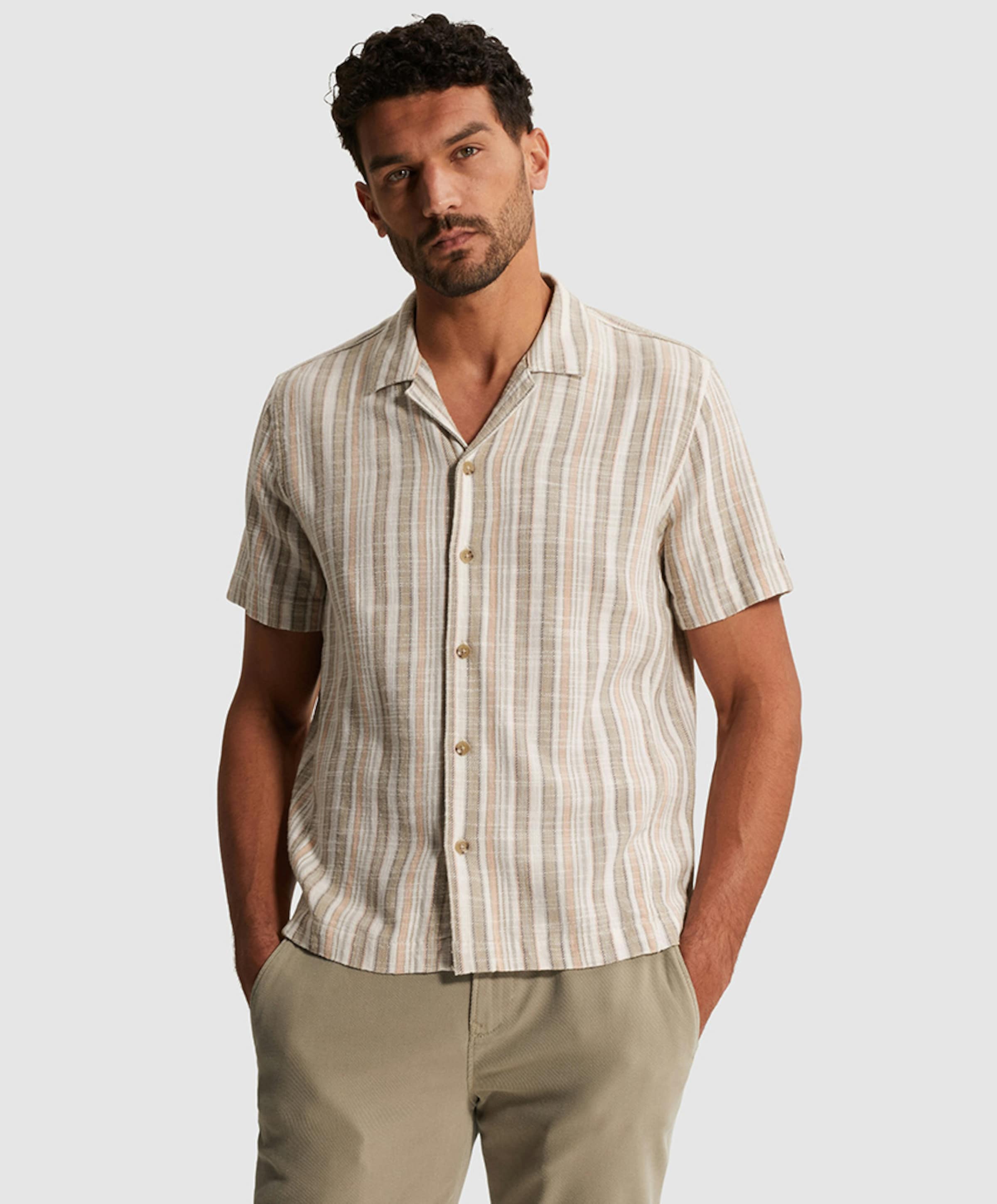 Heren overhemd korte mouw grijs