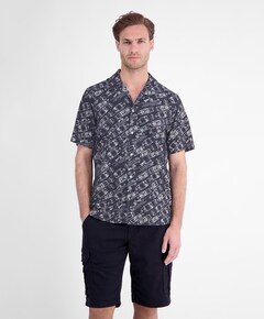 Heren overhemd korte mouw blauw