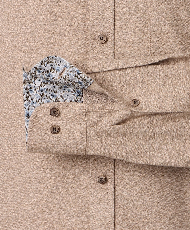 Heren overhemd lange mouw beige