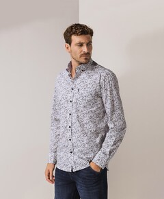 Heren overhemd lange mouw blauw