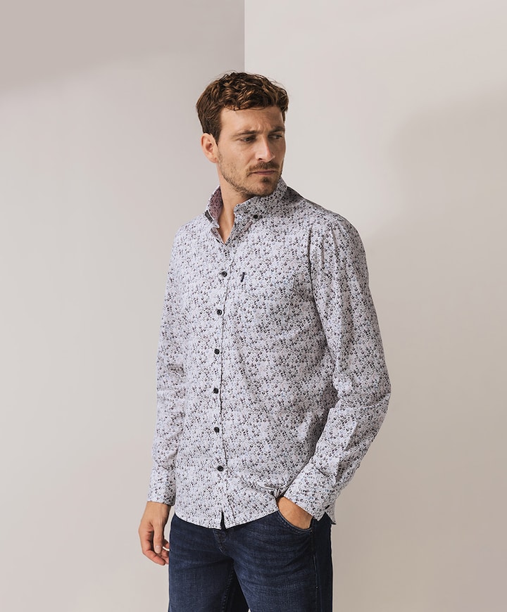 Heren overhemd lange mouw blauw