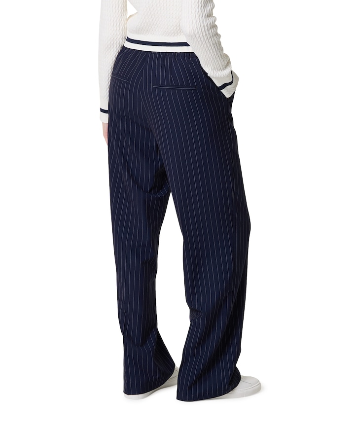 Claudette Palazzo Pinstripe dames broek blauw