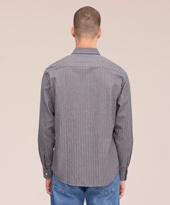 Heren overhemd lange mouw blauw