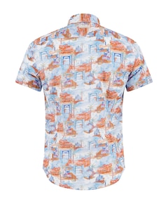 Heren overhemd korte mouw oranje