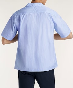 Heren overhemd korte mouw blauw