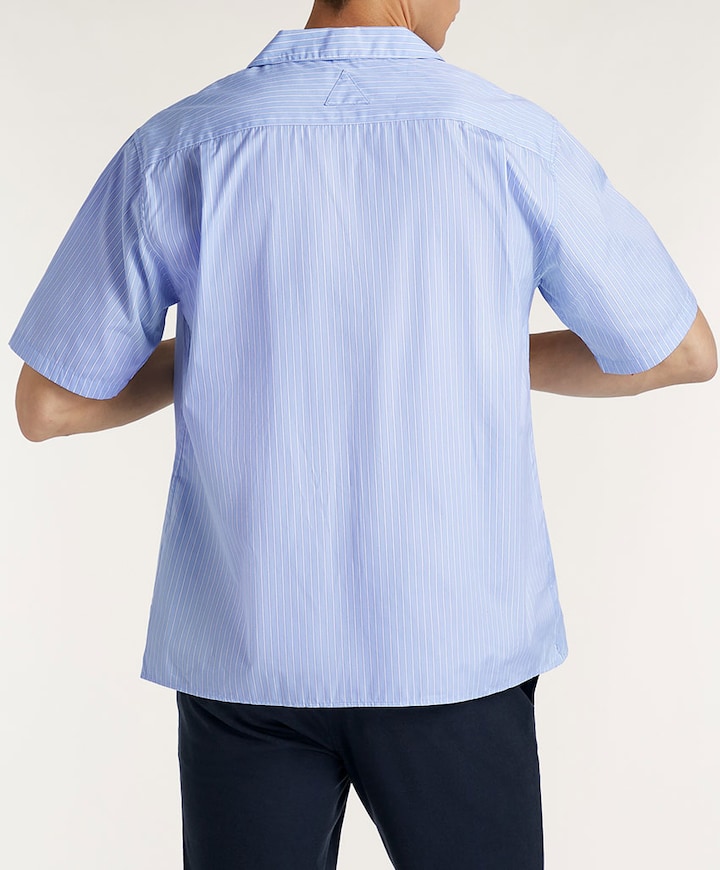 Heren overhemd korte mouw blauw