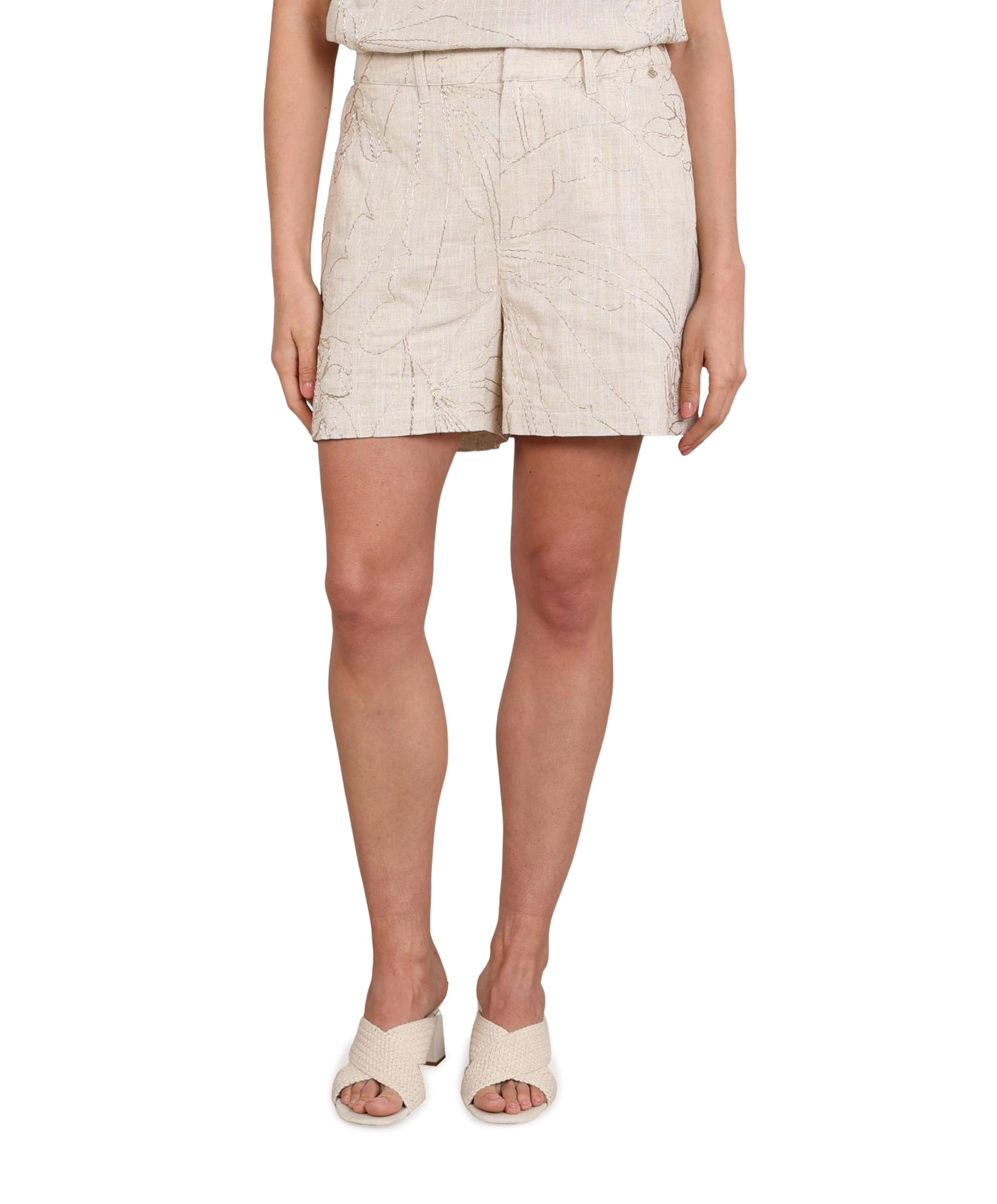 Dagmar Embroidery dames korte broek beige