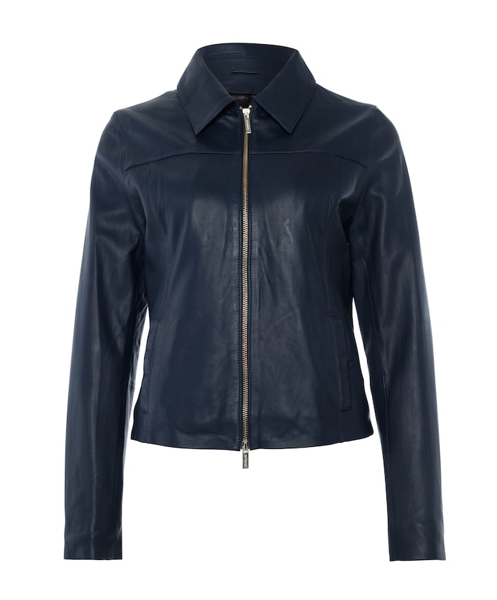 Leren jack blauw
