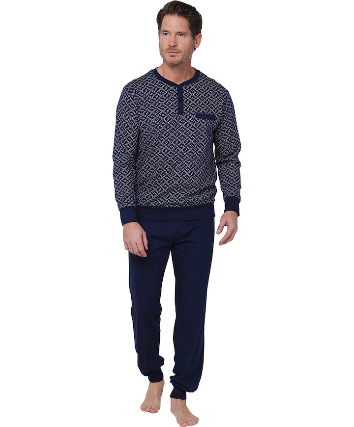 Heren pyjamaset blauw