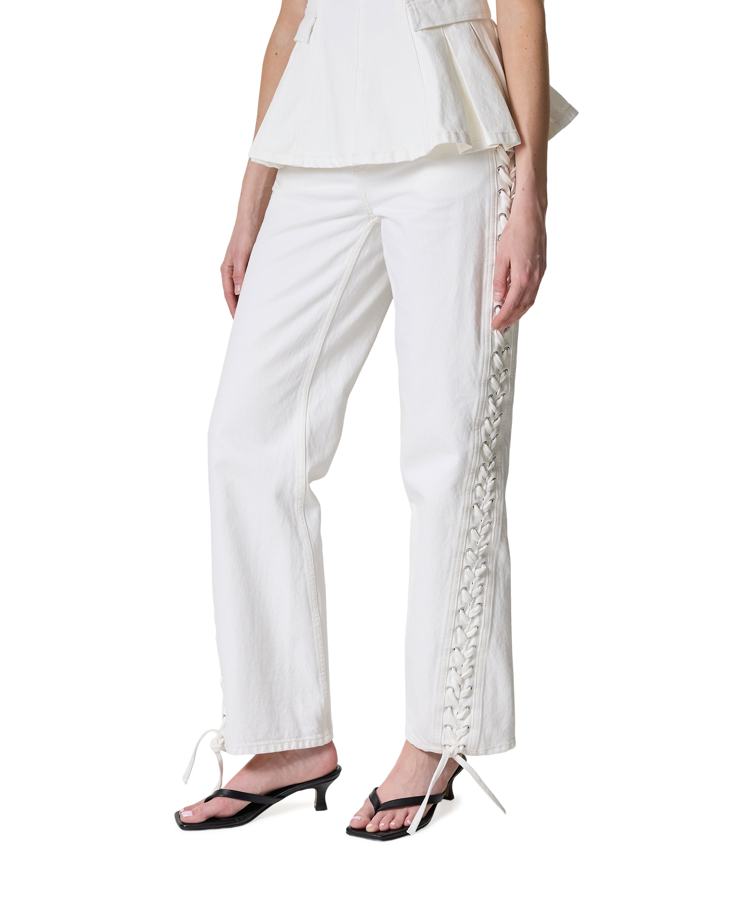 LOOSE FIT LACED  dames jeans wit