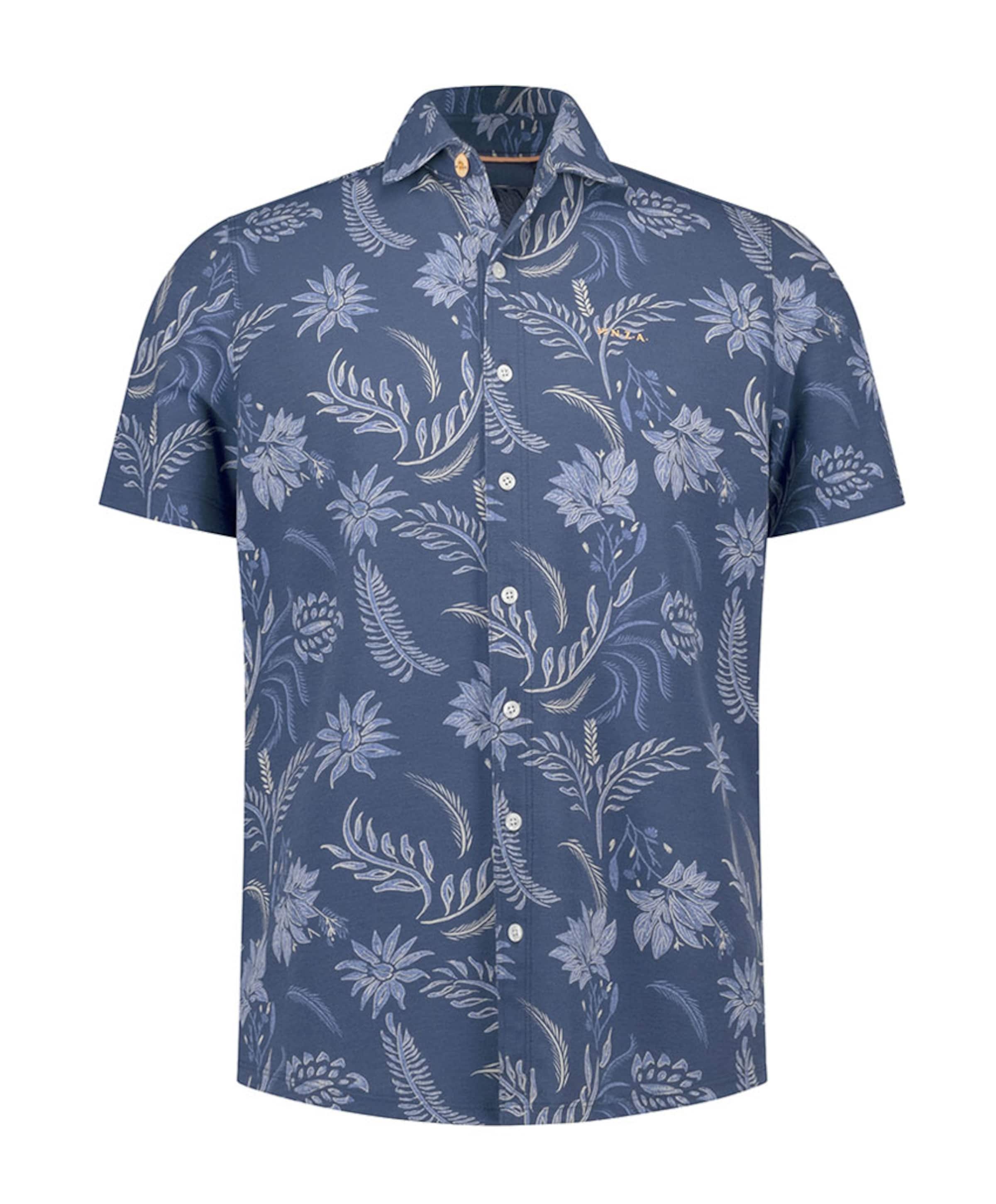 Heren overhemd korte mouw blauw