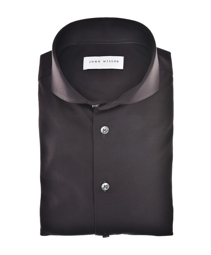 Heren overhemd lange mouw bruin