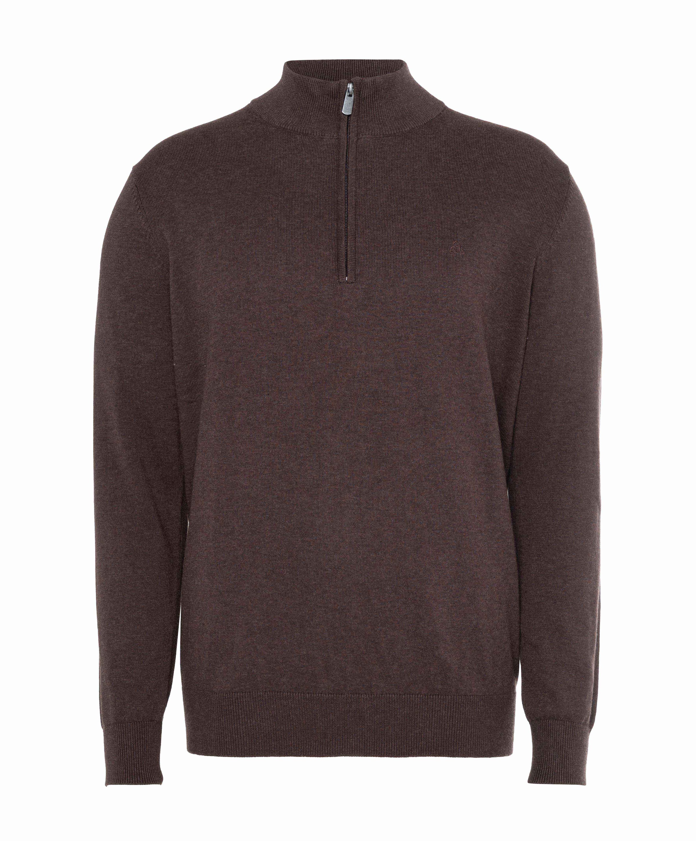 Heren trui met rits bruin