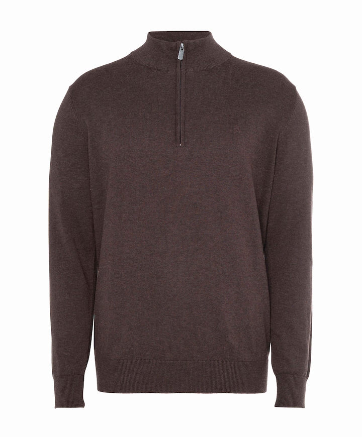 Heren trui met rits bruin