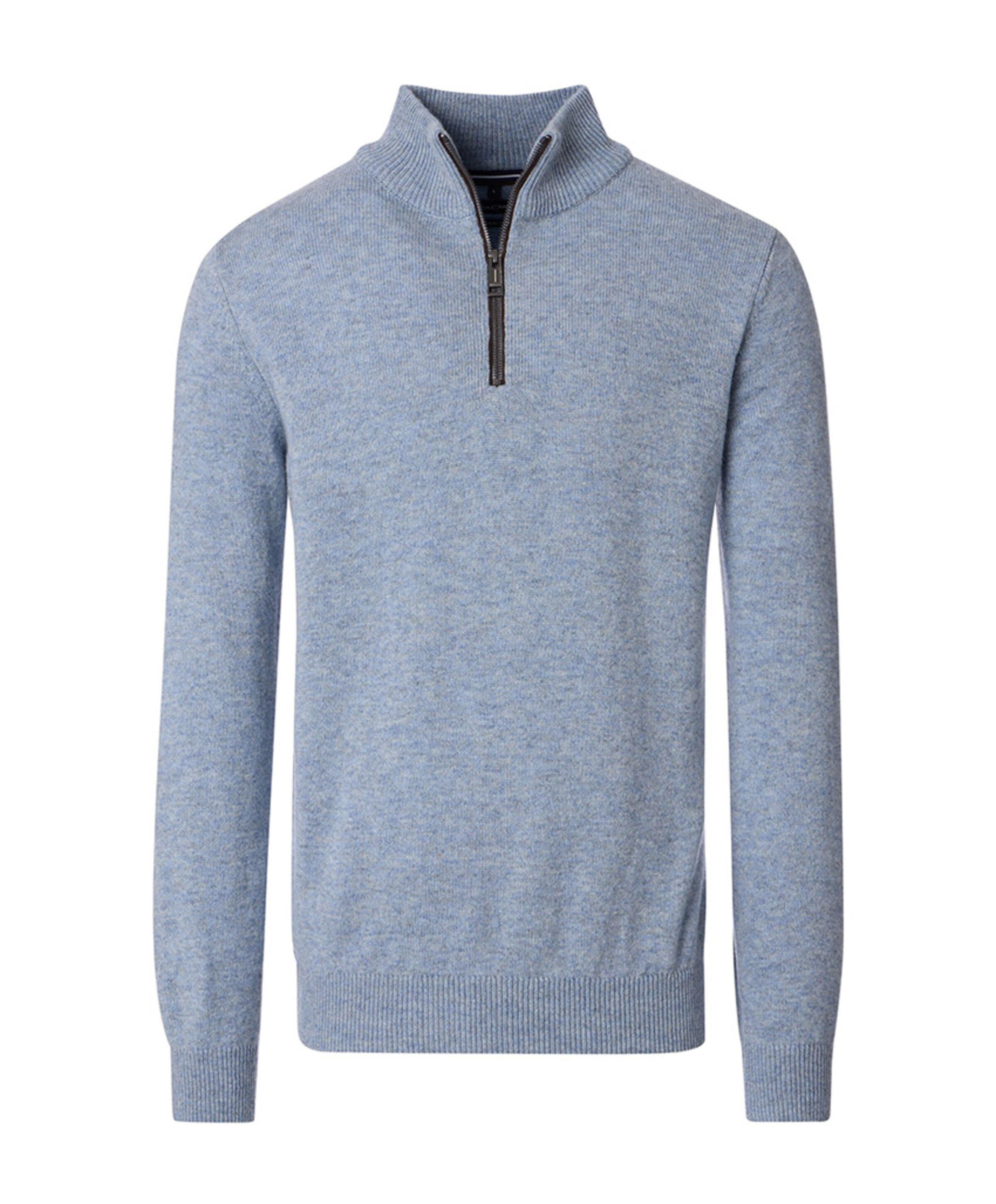 Heren trui met rits blauw