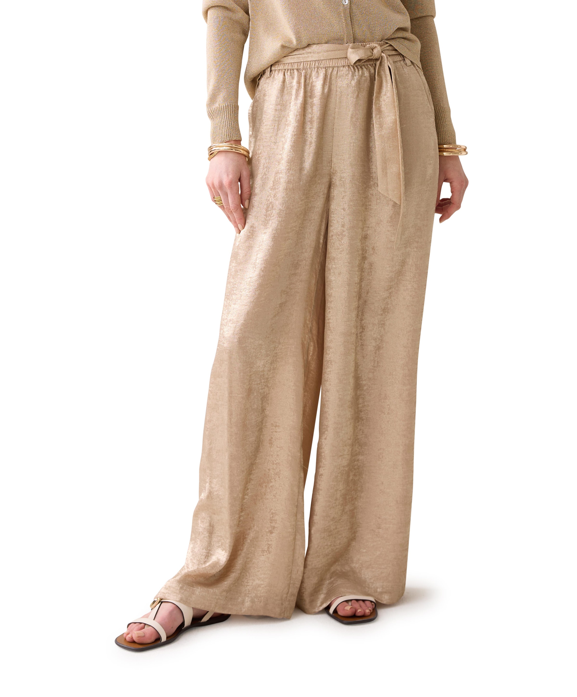 Metallic Lamee broek beige