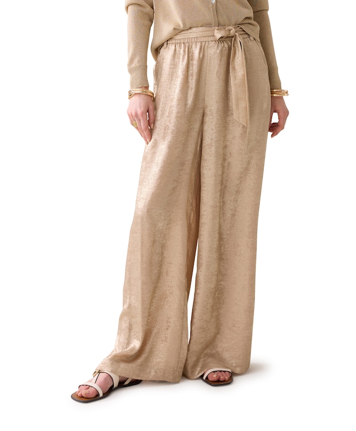 Metallic Lamee broek beige