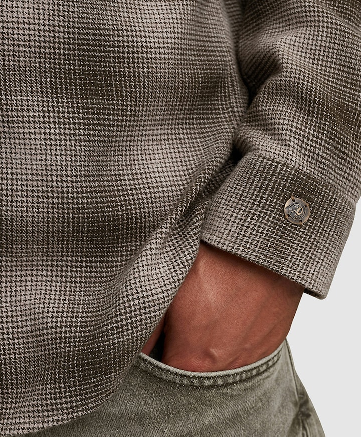 Heren overhemd lange mouw bruin