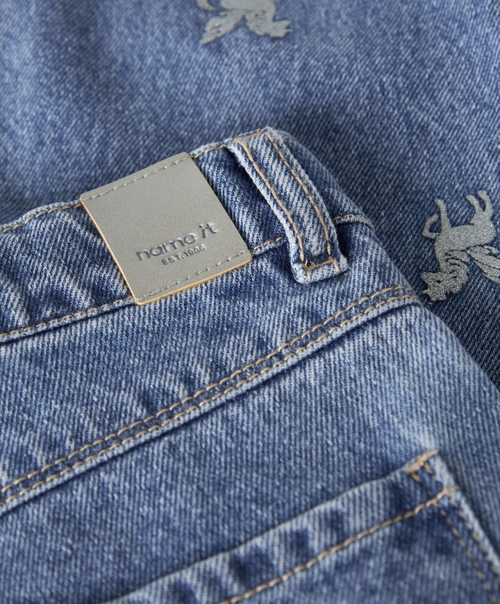 NMFBELLA BARREL GLITTER 4577- meisjes jeans blauw