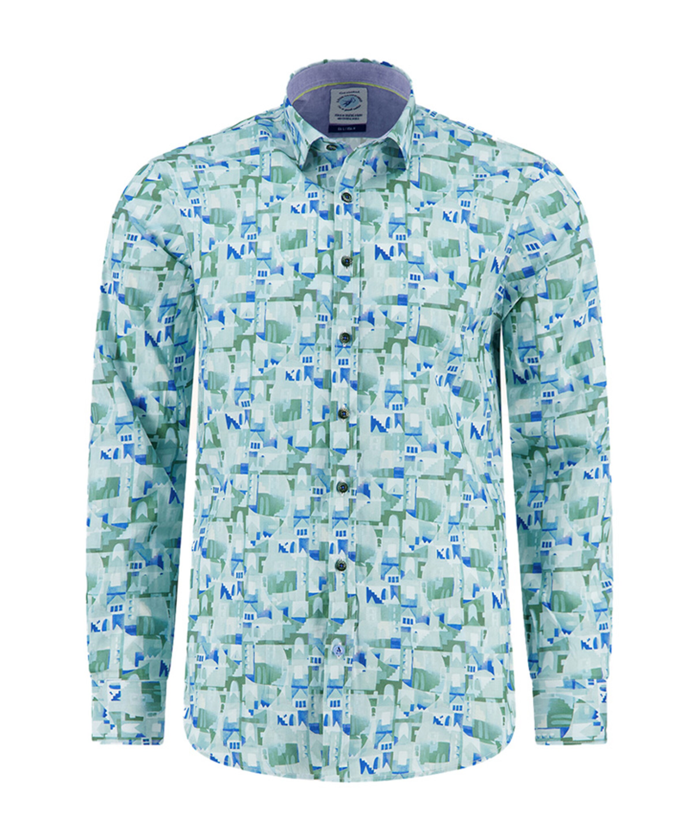 Heren overhemd lange mouw groen