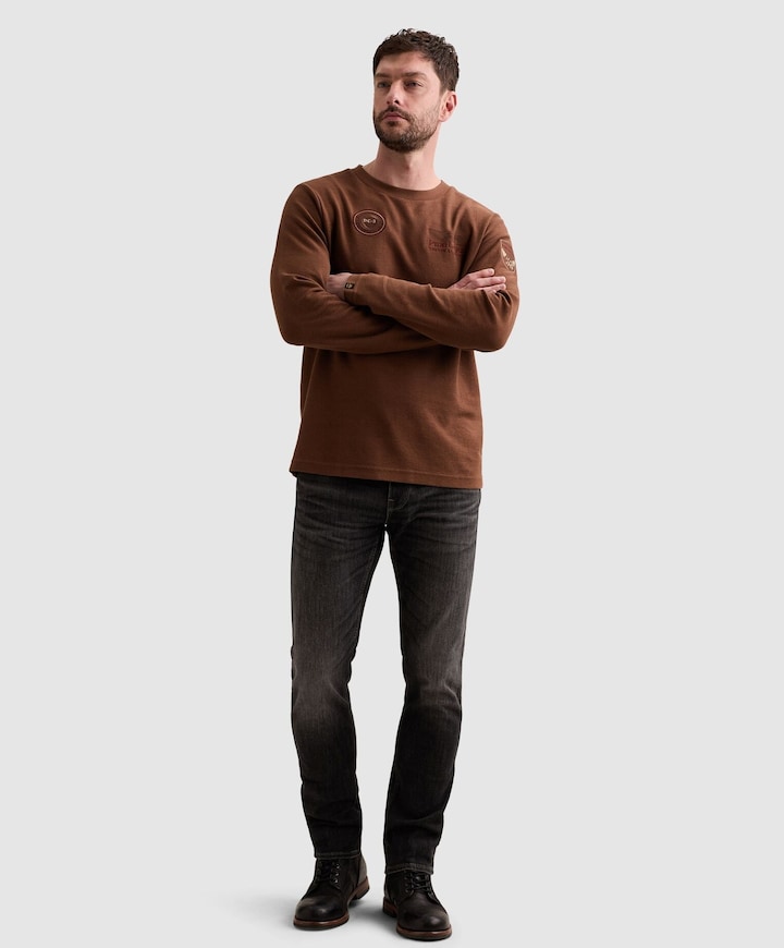 Heren longsleeve bruin