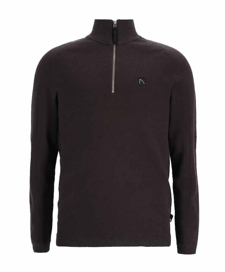 Heren trui met rits bruin