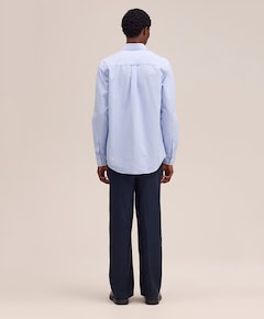 Heren overhemd lange mouw blauw