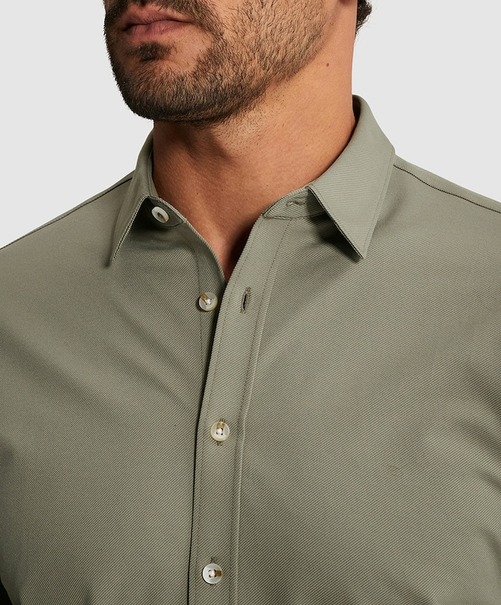 Heren overhemd lange mouw groen