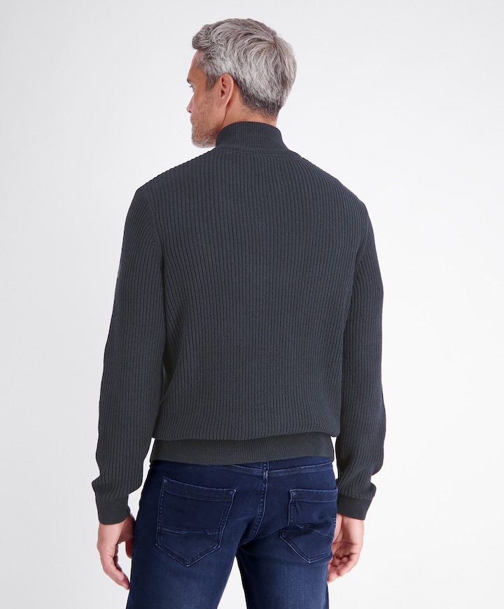 Heren trui met rits blauw