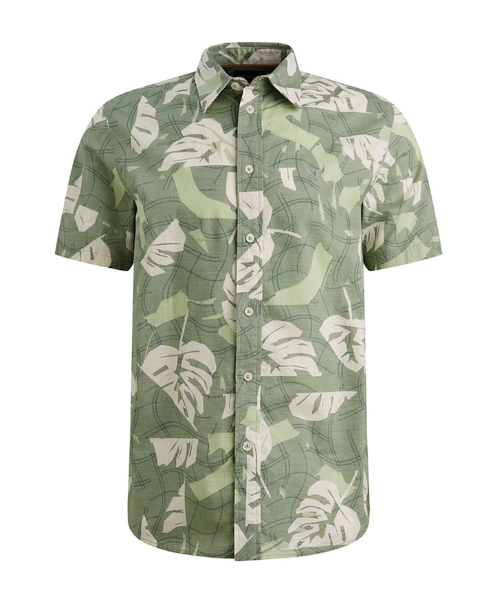 Heren overhemd korte mouw groen