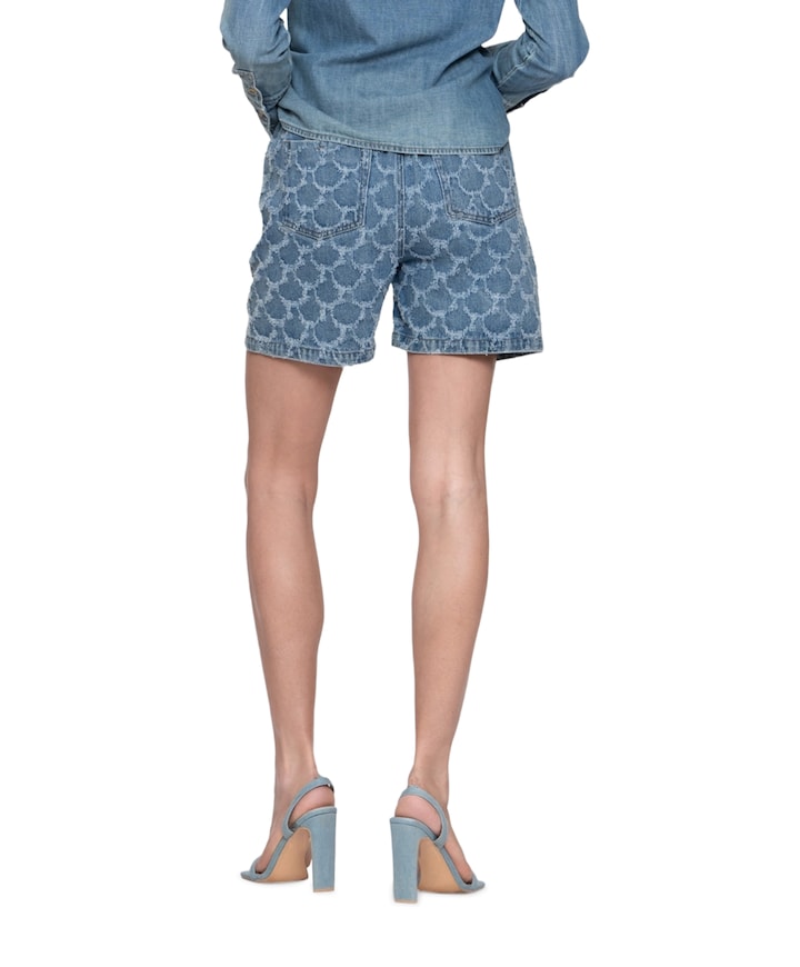Jacquard circles dames korte broek blauw