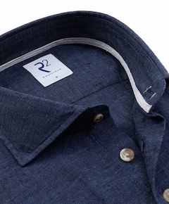 Heren overhemd lange mouw blauw