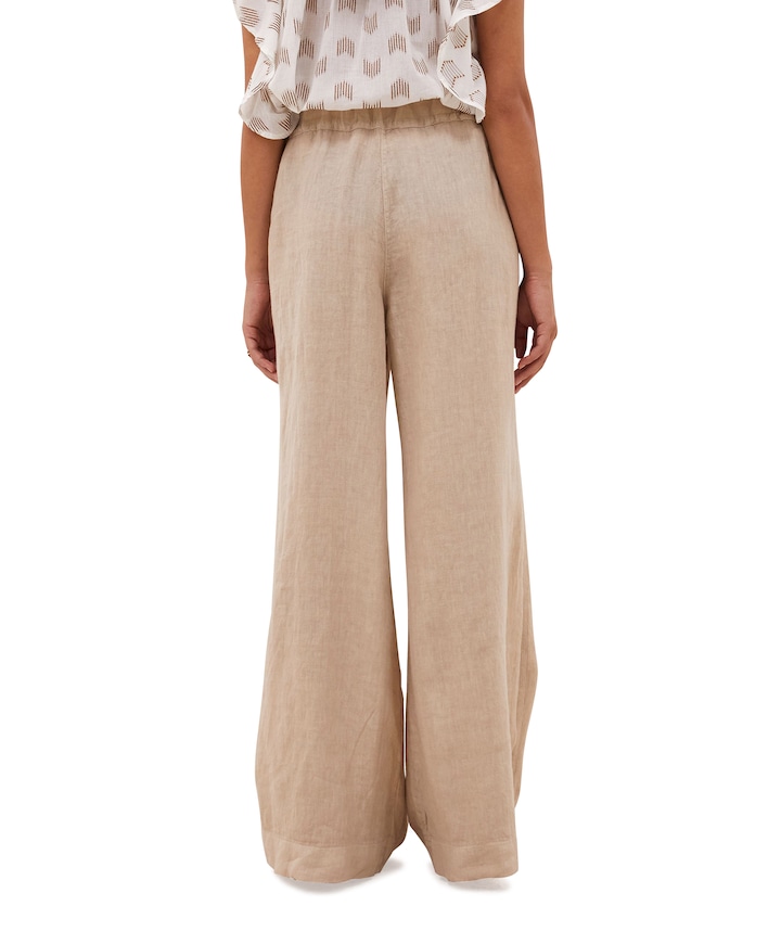 benji linen dames broek beige