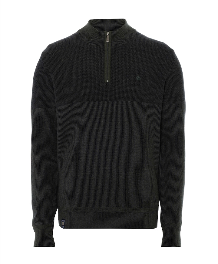 Heren trui met rits groen