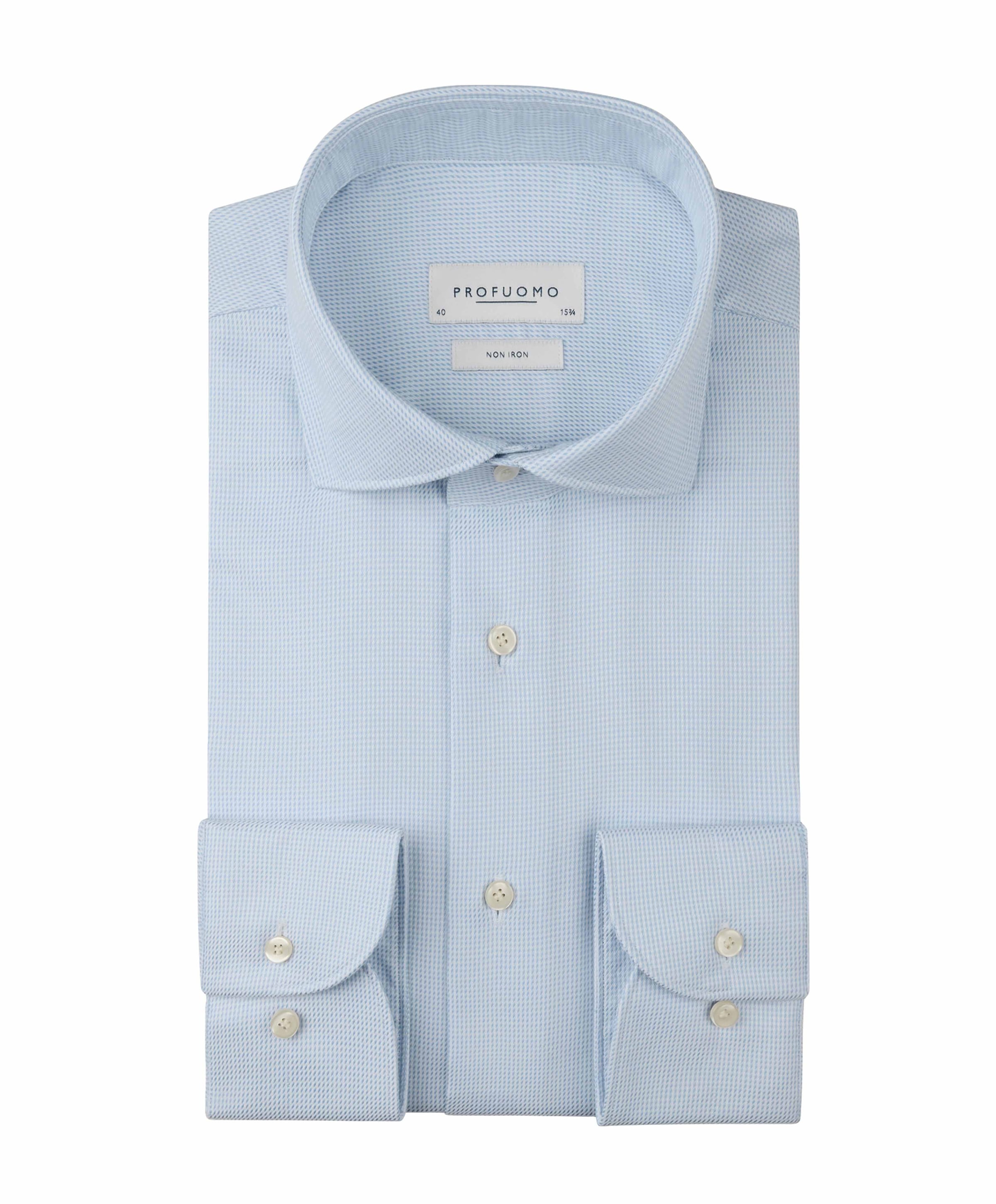 Heren overhemd lange mouw blauw