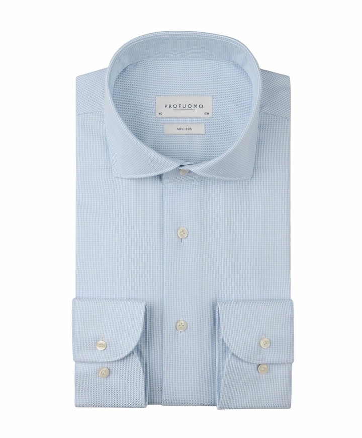 Heren overhemd lange mouw blauw