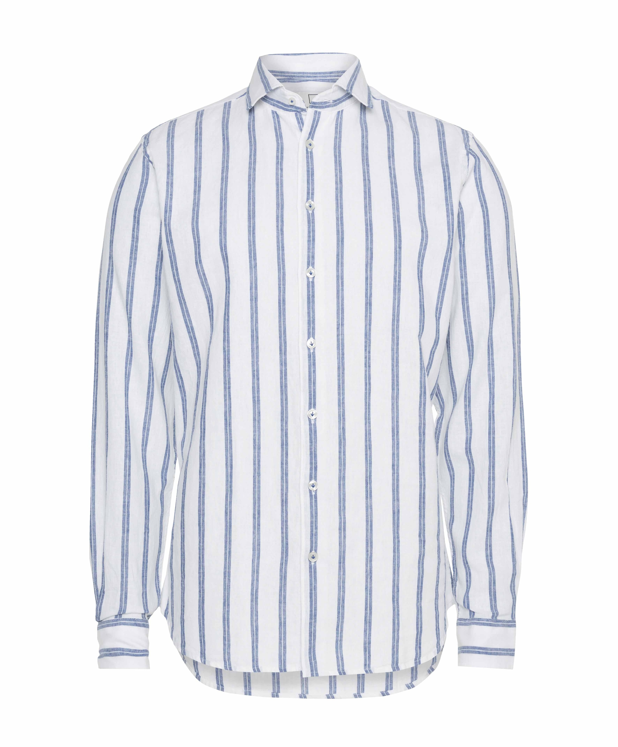 Heren overhemd lange mouw blauw